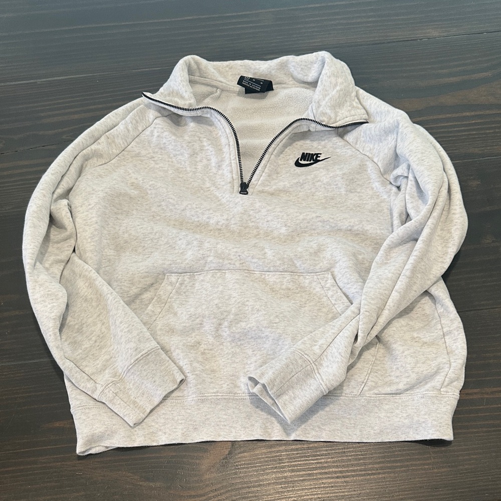 Nike Men's Light Gray Zip-Up Sweater